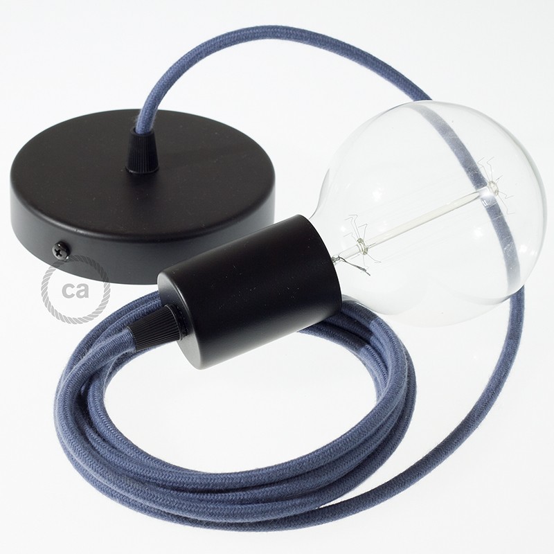 Pendel único, lámpara colgante cable textil Gris Piedra Algodón RC30