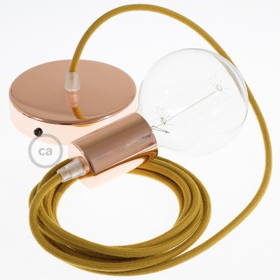 Pendel único, lámpara colgante cable textil Miel Dorado Algodón RC31