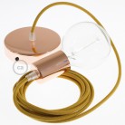 Pendel único, lámpara colgante cable textil Miel Dorado Algodón RC31