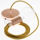 Pendel único, lámpara colgante cable textil Miel Dorado Algodón RC31