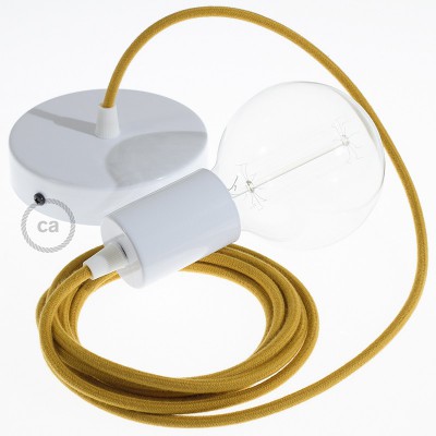 Pendel único, lámpara colgante cable textil Miel Dorado Algodón RC31