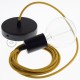 Pendel único, lámpara colgante cable textil Miel Dorado Algodón RC31