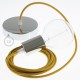 Pendel único, lámpara colgante cable textil Miel Dorado Algodón RC31