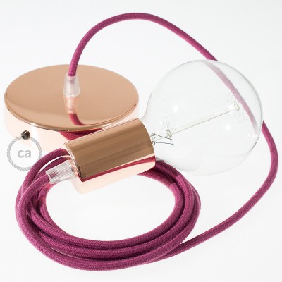 Pendel único, lámpara colgante cable textil Rojo Violeta Algodón RC32