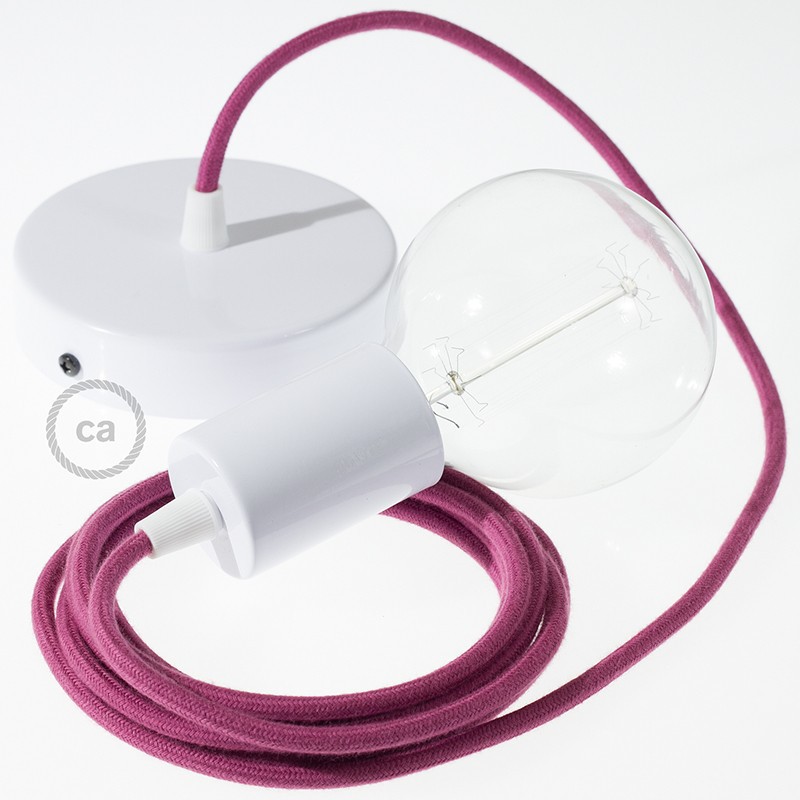 Pendel único, lámpara colgante cable textil Rojo Violeta Algodón RC32