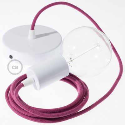 Pendel único, lámpara colgante cable textil Rojo Violeta Algodón RC32