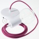 Pendel único, lámpara colgante cable textil Rojo Violeta Algodón RC32