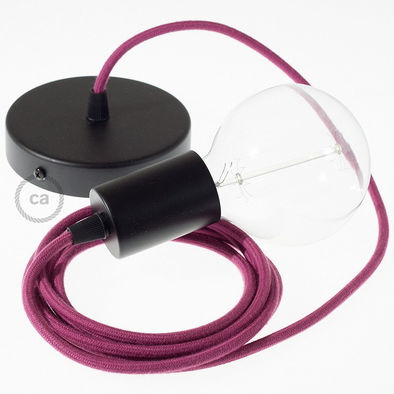 Pendel único, lámpara colgante cable textil Rojo Violeta Algodón RC32
