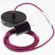 Pendel único, lámpara colgante cable textil Rojo Violeta Algodón RC32