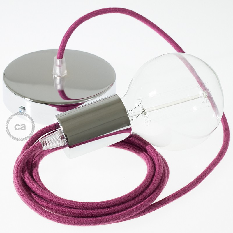 Pendel único, lámpara colgante cable textil Rojo Violeta Algodón RC32
