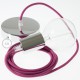 Pendel único, lámpara colgante cable textil Rojo Violeta Algodón RC32