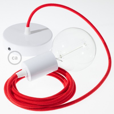 Pendel único, lámpara colgante cable textil Rojo Fuego Algodón RC35