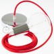 Pendel único, lámpara colgante cable textil Rojo Fuego Algodón RC35