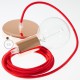 Pendel único, lámpara colgante cable textil Rojo Fuego Algodón RC35