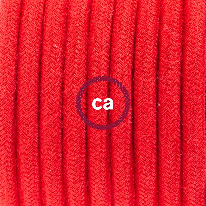 Pendel único, lámpara colgante cable textil Rojo Fuego Algodón RC35