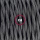 Pendel único, lámpara colgante cable textil Gris Oscuro Efecto Seda TM26
