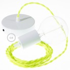 Pendel único, lámpara colgante cable textil Amarillo Fluo TF10