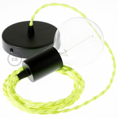Pendel único, lámpara colgante cable textil Amarillo Fluo TF10