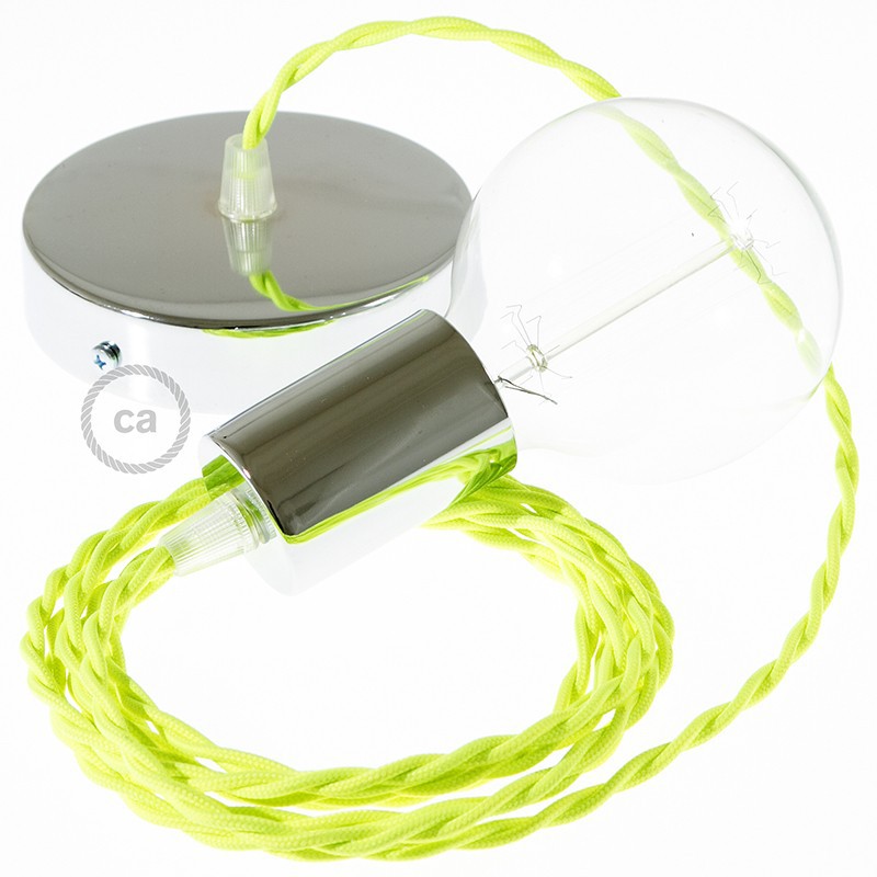 Pendel único, lámpara colgante cable textil Amarillo Fluo TF10