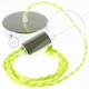 Pendel único, lámpara colgante cable textil Amarillo Fluo TF10