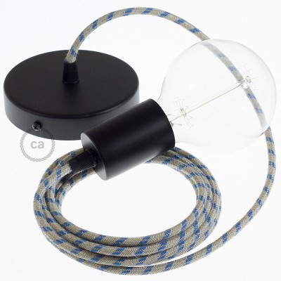 Pendel único, lámpara colgante cable textil Stripes Azul Steward RD55