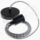 Pendel único, lámpara colgante cable textil Stripes Azul Steward RD55