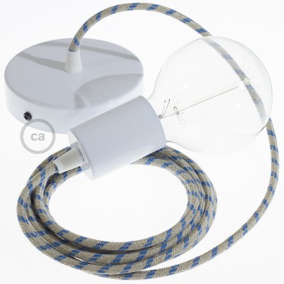 Pendel único, lámpara colgante cable textil Stripes Azul Steward RD55