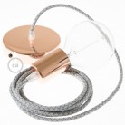 Pendel único, lámpara colgante cable textil Rombo Azul Steward RD65