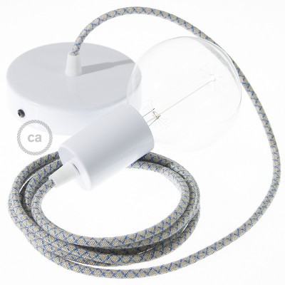 Pendel único, lámpara colgante cable textil Rombo Azul Steward RD65