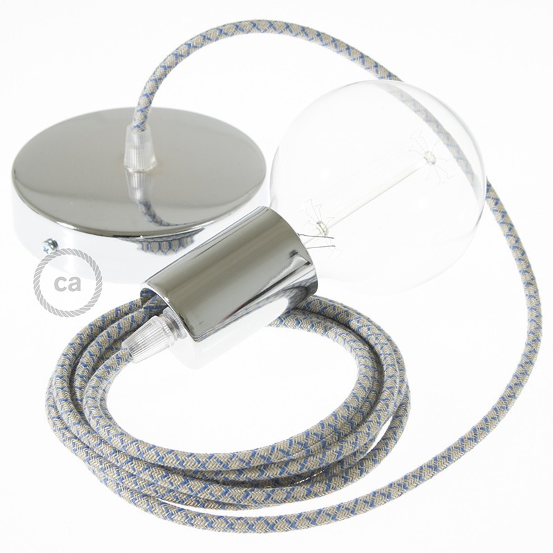 Pendel único, lámpara colgante cable textil Rombo Azul Steward RD65
