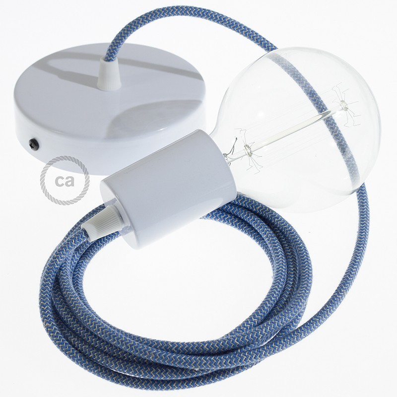 Pendel único, lámpara colgante cable textil ZigZag Azul Steward RD75