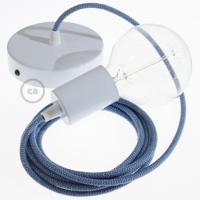 Pendel único, lámpara colgante cable textil ZigZag Azul Steward RD75