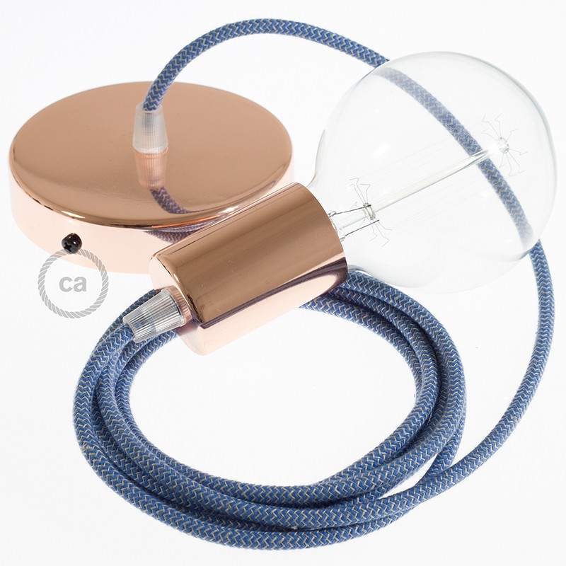 Pendel único, lámpara colgante cable textil ZigZag Azul Steward RD75