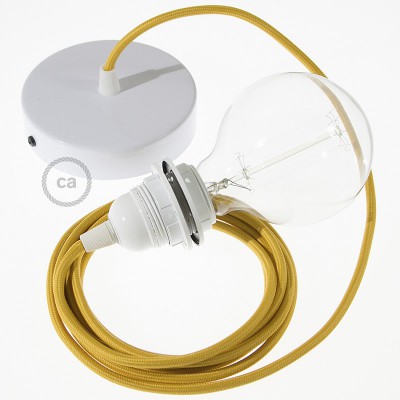 Pendel para pantalla, lámpara colgante cable textil Mostaza Efecto Seda RM25