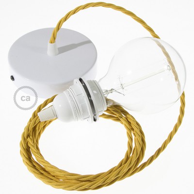 Pendel para pantalla, lámpara colgante cable textil Mostaza Efecto Seda TM25