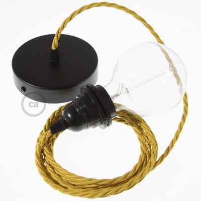Pendel para pantalla, lámpara colgante cable textil Mostaza Efecto Seda TM25
