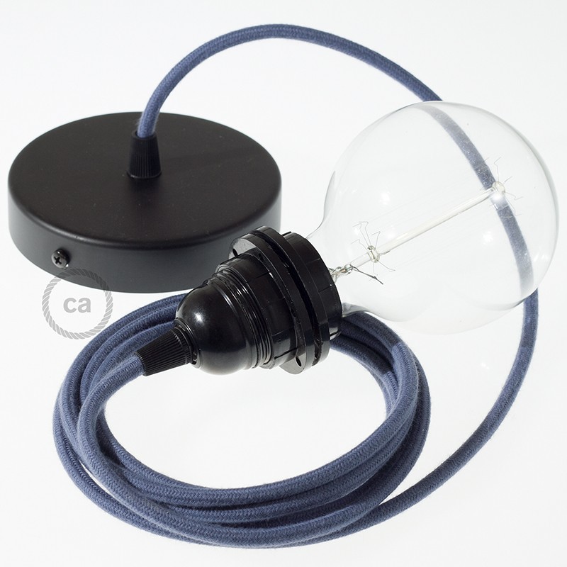 Pendel para pantalla, lámpara colgante cable textil Gris Piedra Algodón RC30
