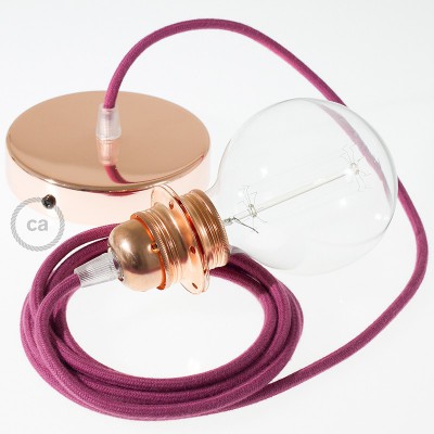 Pendel para pantalla, lámpara colgante cable textil Rojo Violeta Algodón RC32