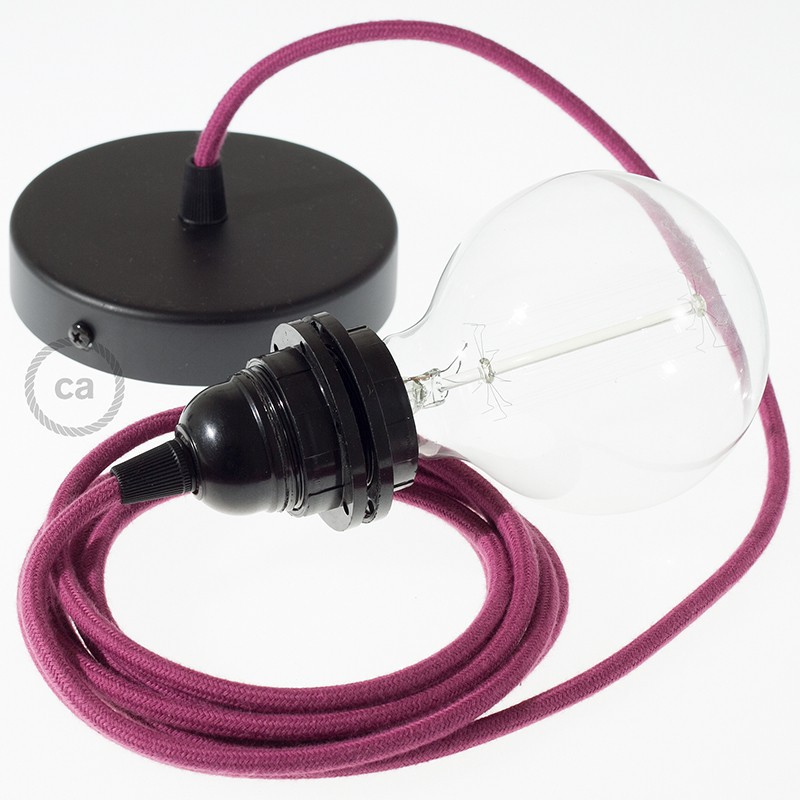 Pendel para pantalla, lámpara colgante cable textil Rojo Violeta Algodón RC32