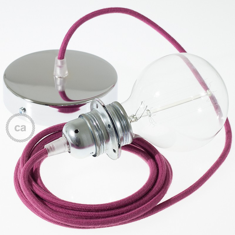 Pendel para pantalla, lámpara colgante cable textil Rojo Violeta Algodón RC32