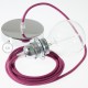 Pendel para pantalla, lámpara colgante cable textil Rojo Violeta Algodón RC32