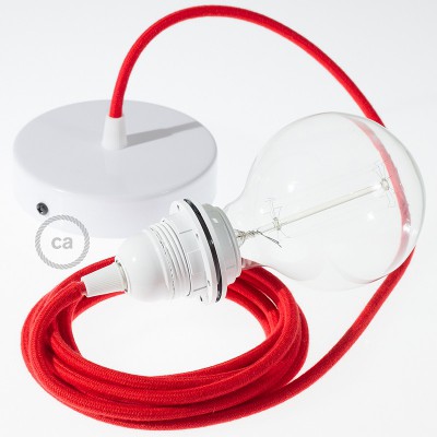 Pendel para pantalla, lámpara colgante cable textil Rojo Fuego Algodón RC35