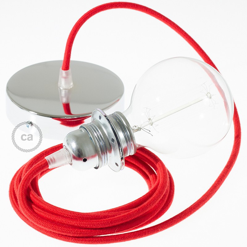 Pendel para pantalla, lámpara colgante cable textil Rojo Fuego Algodón RC35