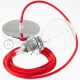Pendel para pantalla, lámpara colgante cable textil Rojo Fuego Algodón RC35