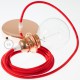 Pendel para pantalla, lámpara colgante cable textil Rojo Fuego Algodón RC35