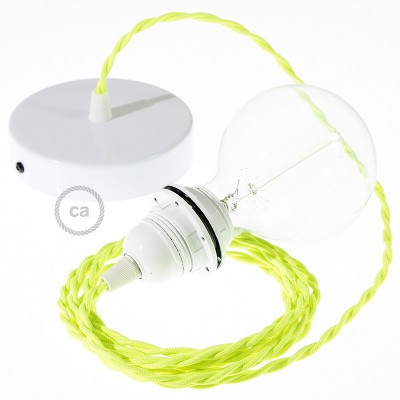 Pendel para pantalla, lámpara colgante cable textil Amarillo Fluo TF10