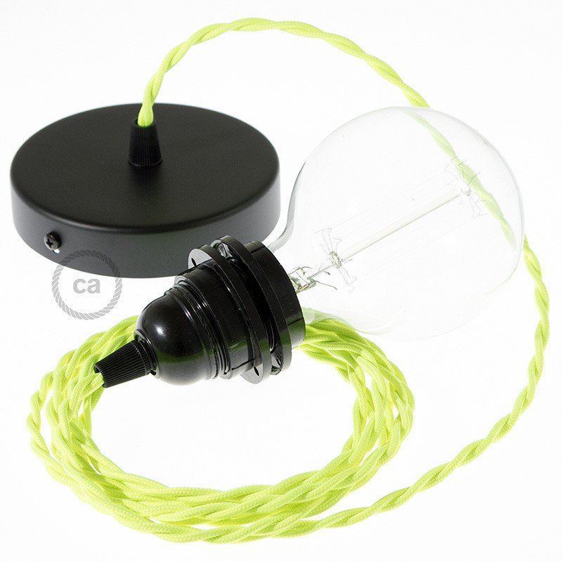 Pendel para pantalla, lámpara colgante cable textil Amarillo Fluo TF10