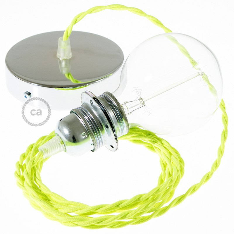 Pendel para pantalla, lámpara colgante cable textil Amarillo Fluo TF10