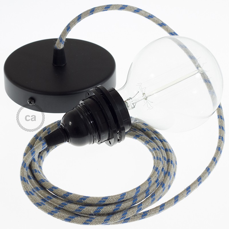 Pendel para pantalla, lámpara colgante cable textil Stripes Azul Steward RD55