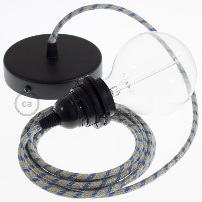 Pendel para pantalla, lámpara colgante cable textil Stripes Azul Steward RD55